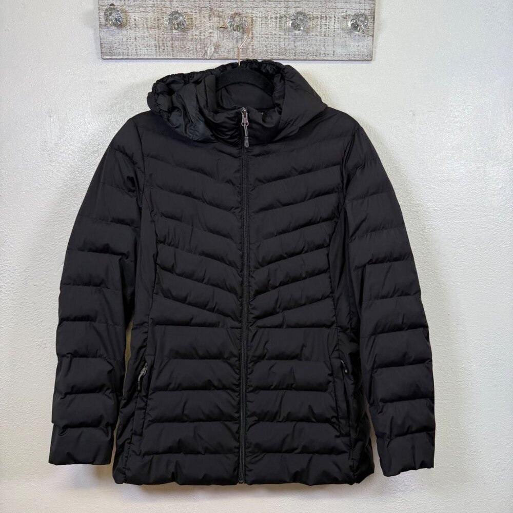 32 Degrees Heat Womens Black Puffer Jacket Large Hooded Casual Sporty Streetwear